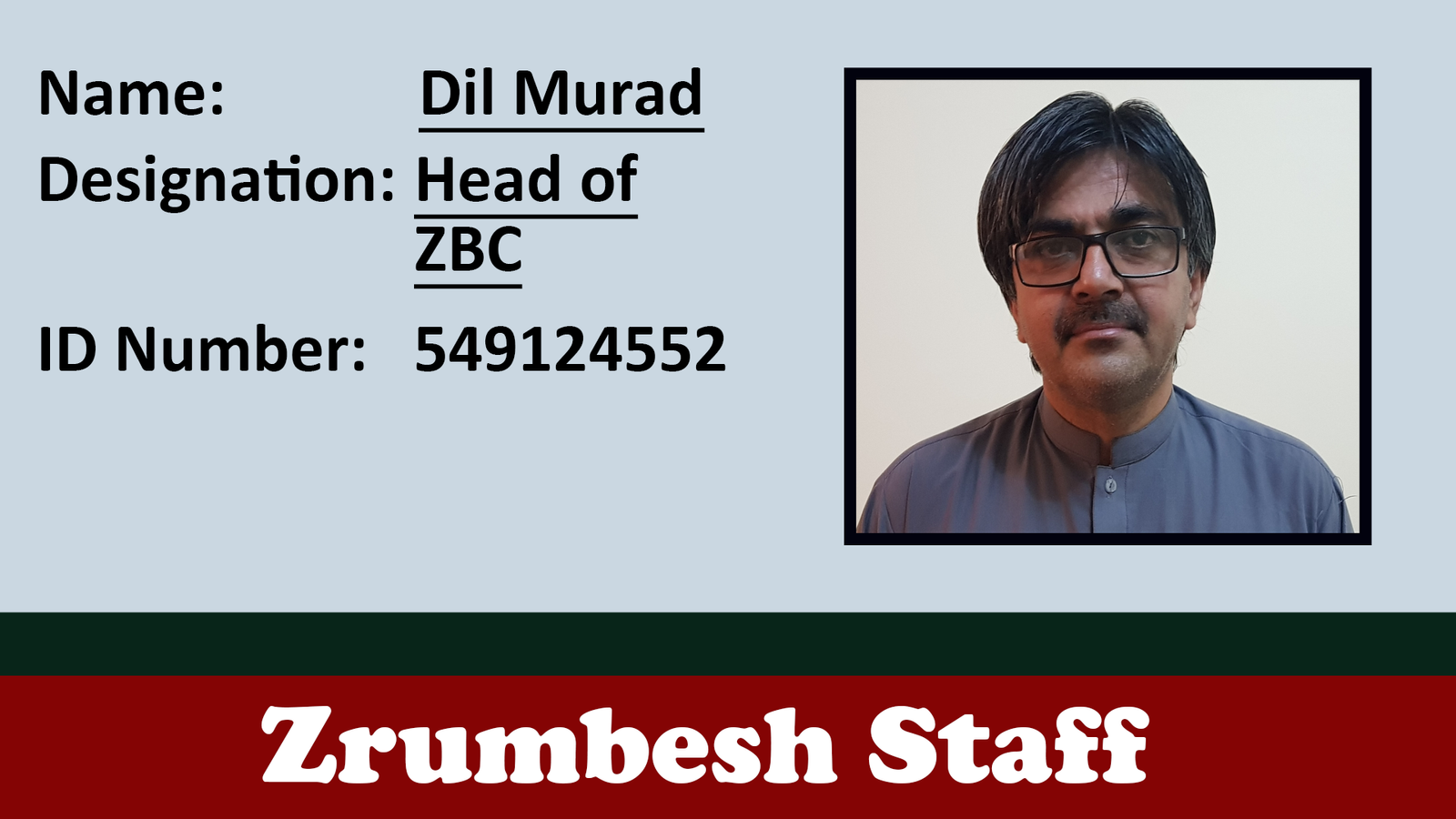 Dil Murad | Head of ZBC | ID 549124554 | Barcode 5491245526939 | Zrumbesh