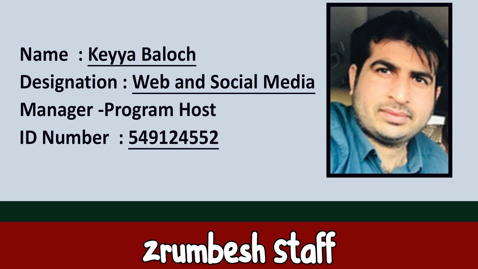 Keyya Baloch | Media Manager | ID 549124552 | Barcode 549124552686 | Zrumbesh