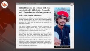 زور بیگواھیں سبزل بلوچ ھشت ماہ ءِ زوریں بیگواھی ءَ پد کشگ بوتگ۔ بی وائی سی